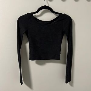 Long Sleeve Crop Athletic Top - Open Back